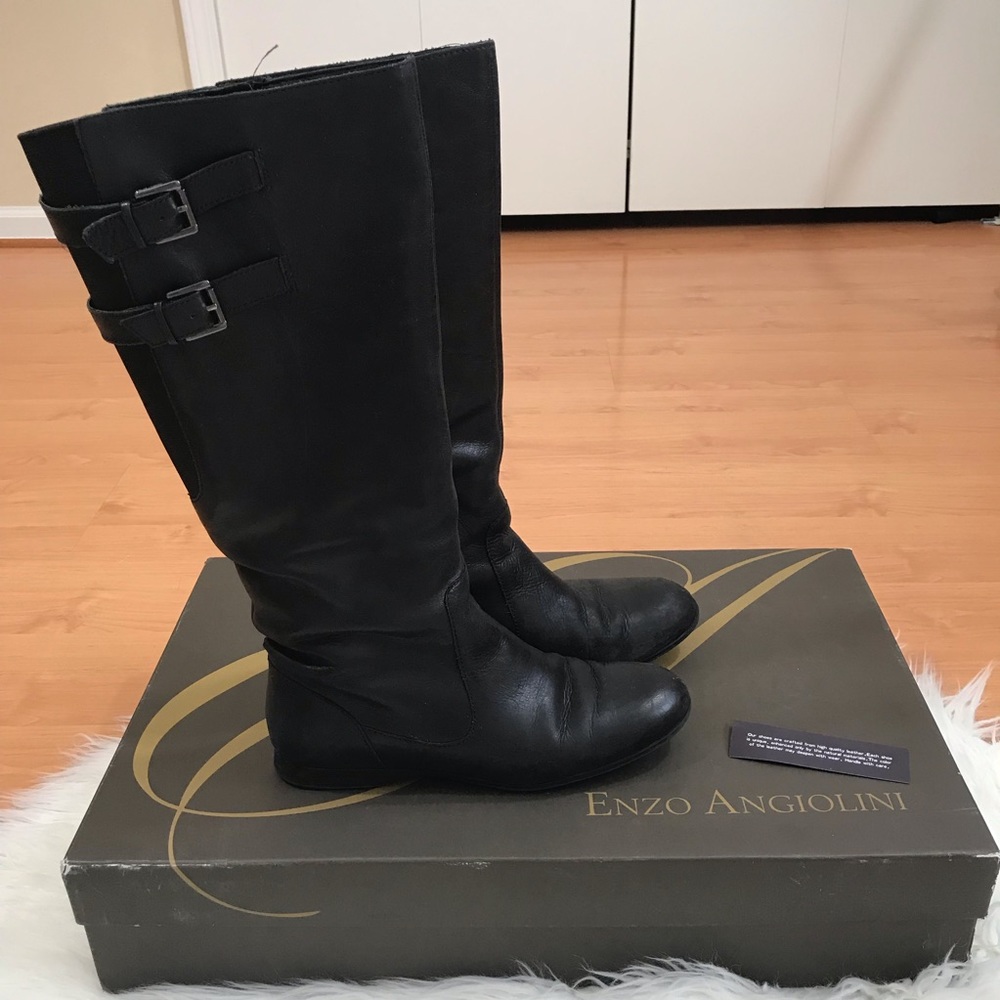 Black leather boots